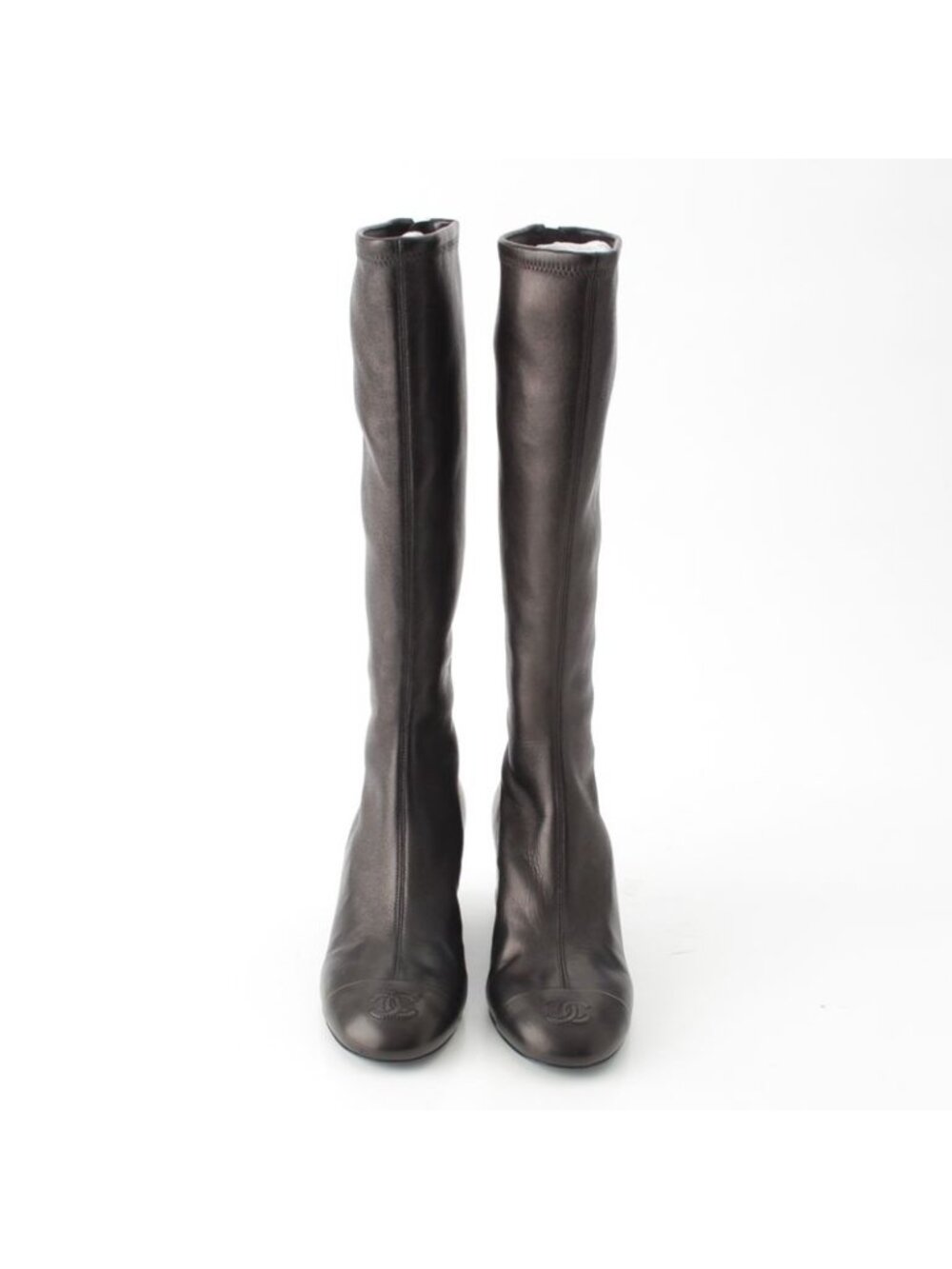 Chanel Leather Metiers D'art Collection Long Boots Shoes Black - Picture 2 of 10